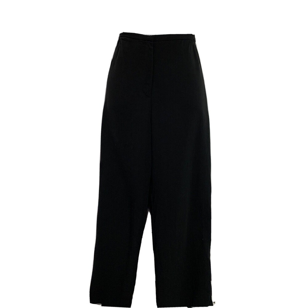 Eileen Fisher Silk Wide Leg Pants Black PL Petite L Ankle Minimalist Luxury